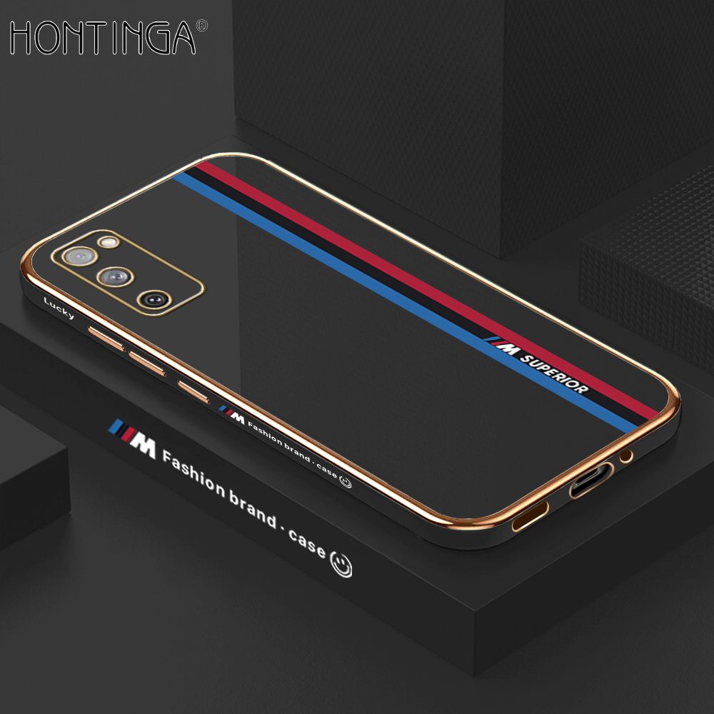 Hontinga for Samsung S20 FE 4G / 5G Back Cover Luxury 6D Plating Fashion Racing Side Pattern Soft Case Silicone Square Phone Cases