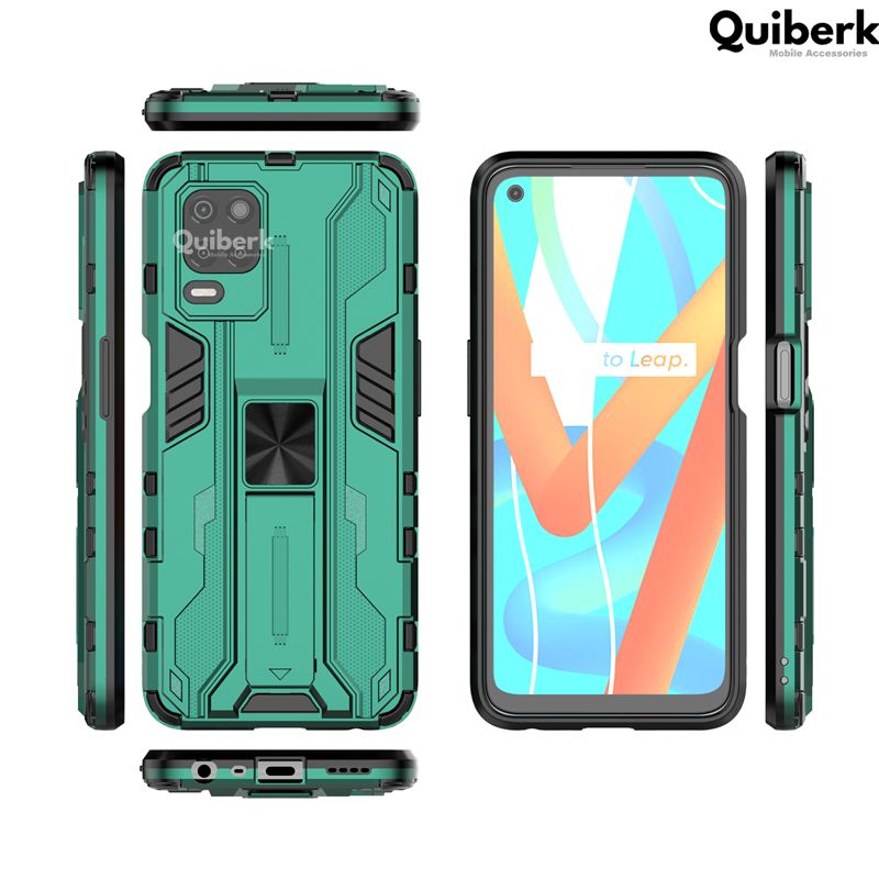 Quiberk for Realme 8 5G Camera Protection Stand Phone Case Shockproof Hard Matte Back Cover