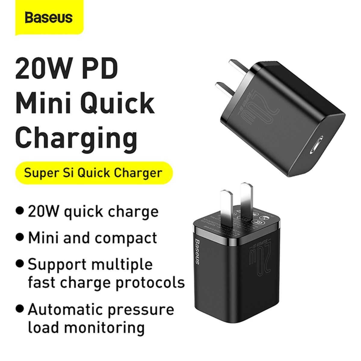 Baseus Super Si USB C Charger 20W For iPhone 12 Pro Max Support Type C PD Fast Charging Portable Phone Charger ForiP 11 Pro Max