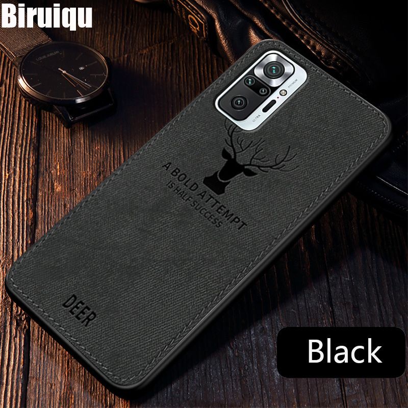 Biruiqu For Redmi Note 10 Pro / Note 10 Pro Max Hybrid Soft TPU Deer Pattern Leather Shockproof Case Cover