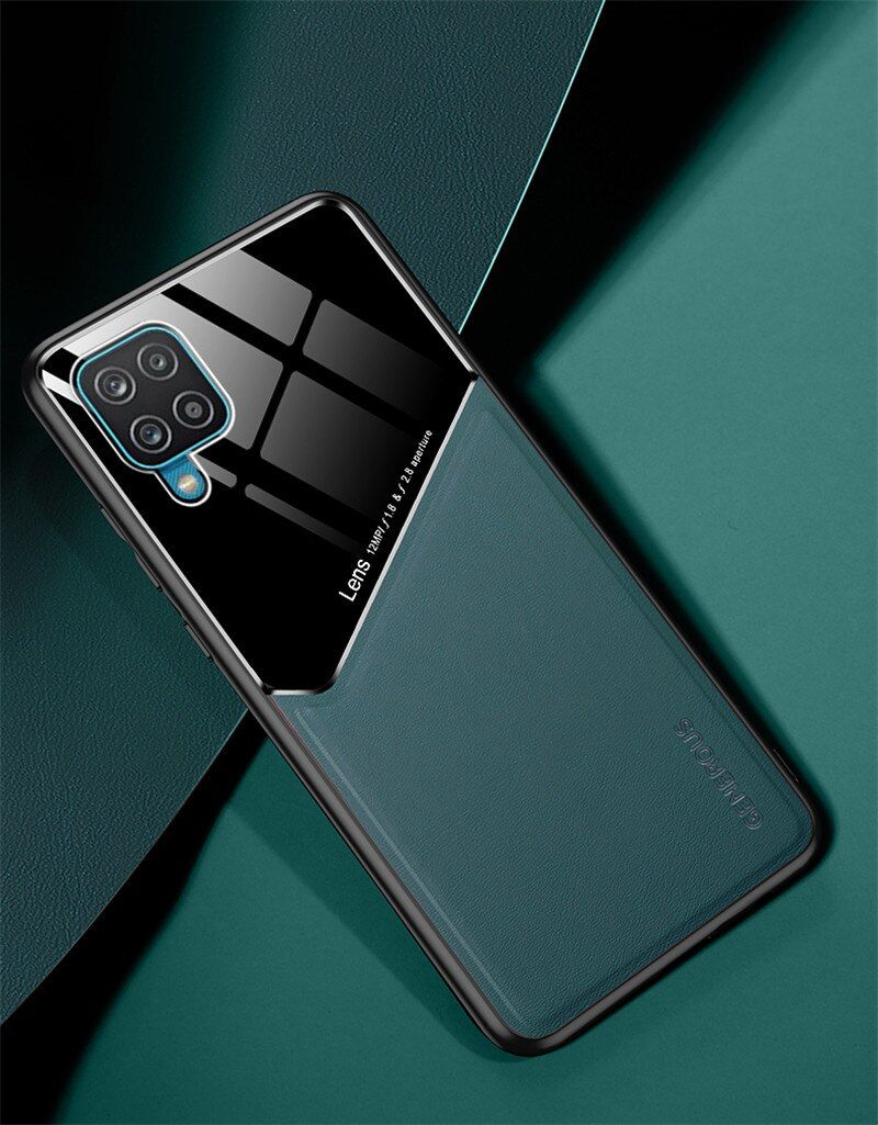 hard pc leather car magnetic suction back covers for samsung galaxy a02 a02s a12 a22 a32 a42 a52 a72 2021 4g 5g protective case