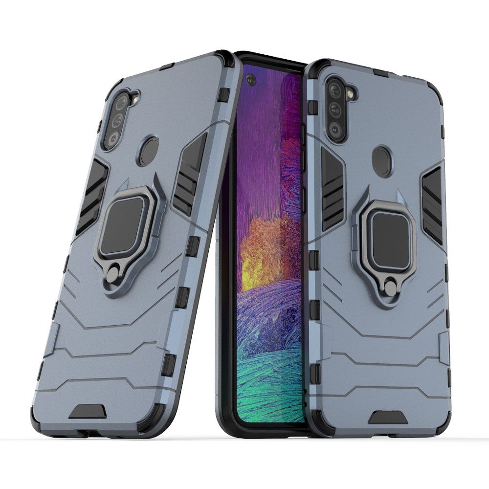 For Samsung Galaxy A11 Soft TPU + Rugged PC Dual-Combination Rotating Ring Bracket Protective Case Compatible