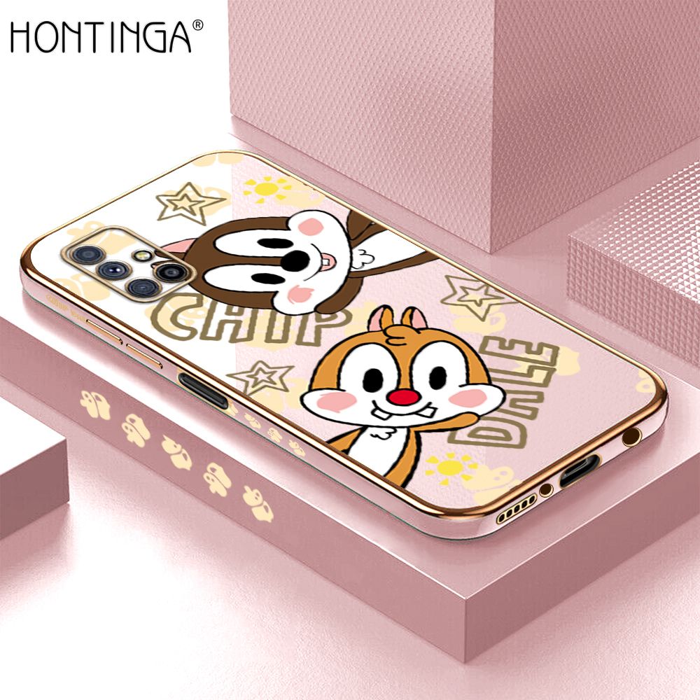 Hontinga for Samsung Galaxy M51 Back Cover + Free Lanyard Luxury 6D Plating Cute Cartoon Rat Side Pattern Case Soft Silicone Square Phone Cases