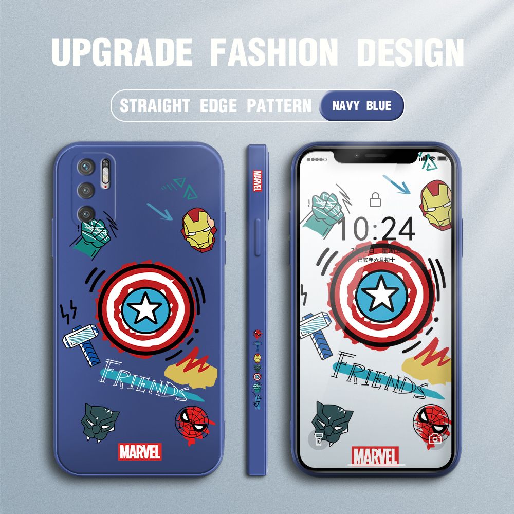 Jizetin for Xiaomi Poco M3 Pro 4G / 5G / Redmi Note 10 5G Back Cover Hero Props Side Design Liquid Silicone Phone Case Soft Full Camera Protect Phone Cases
