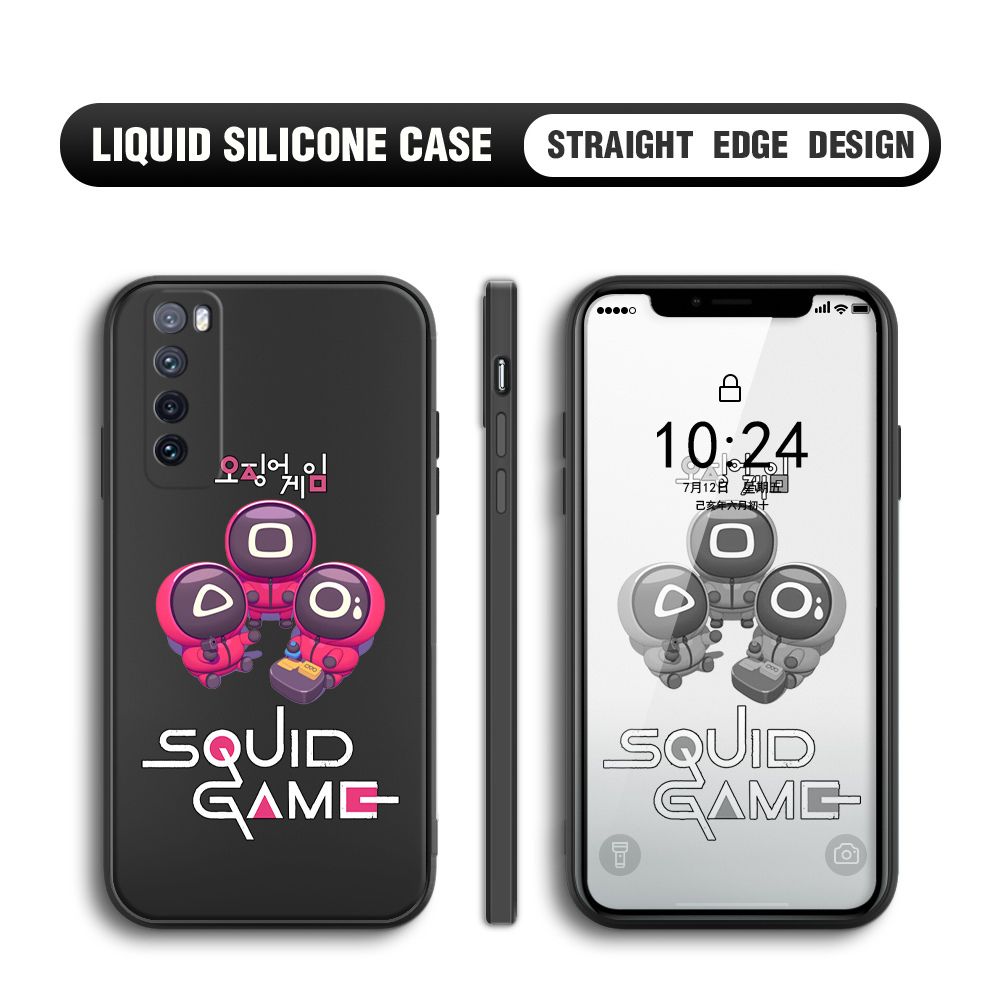 UCUC for Huawei Nova 7 Case Cute Cartoon Cute Squid Character Phone Cover Square Liquid Silicone Shockproof Phone Protective Case