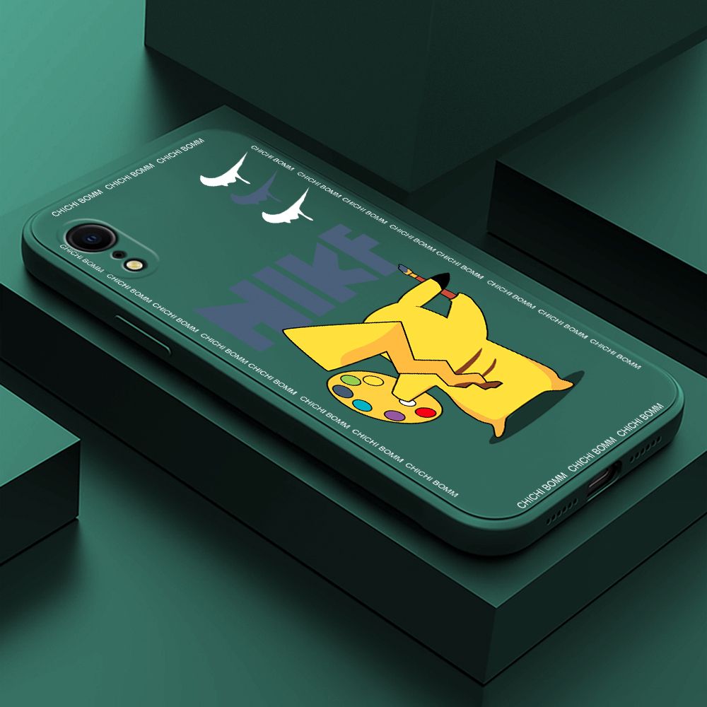 Hontinga for iPhone XR Case Fashion Cartoon Phone Case Phone Case Soft Square Edge Silicone Cases Full Lens Cover Shockproof Protection Cover
