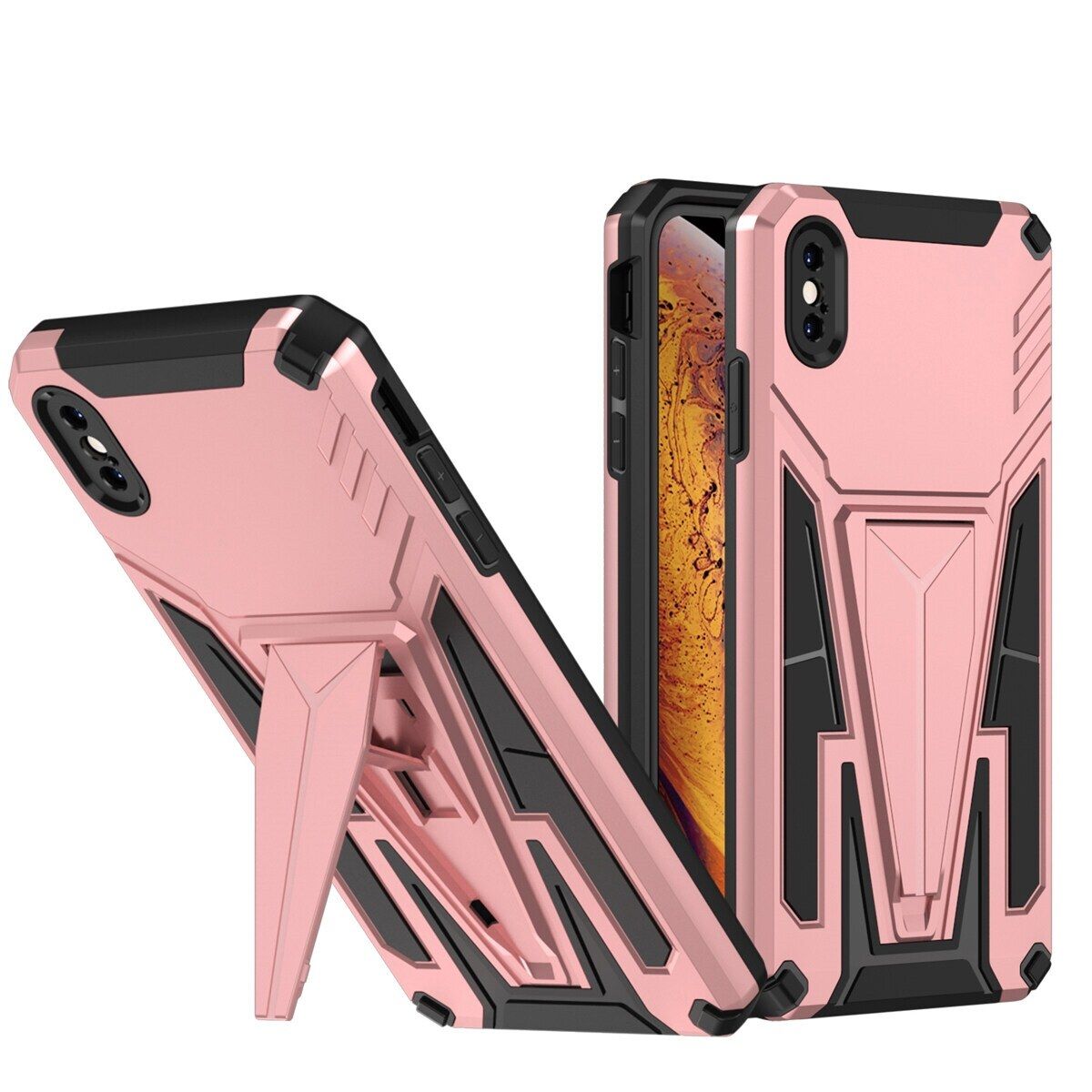 Case for iPhone X / iPhone XS Hard PC Soft TPU Bumper Shockproof Case Built-in Kickstand Compatible