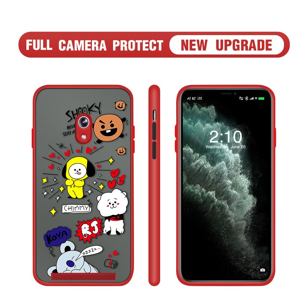 Hontinga for ASUS 6 Case Cute Cartoon Animals Camera Shockproof Protection Casing Edge Frosted Transparent Phone Cover