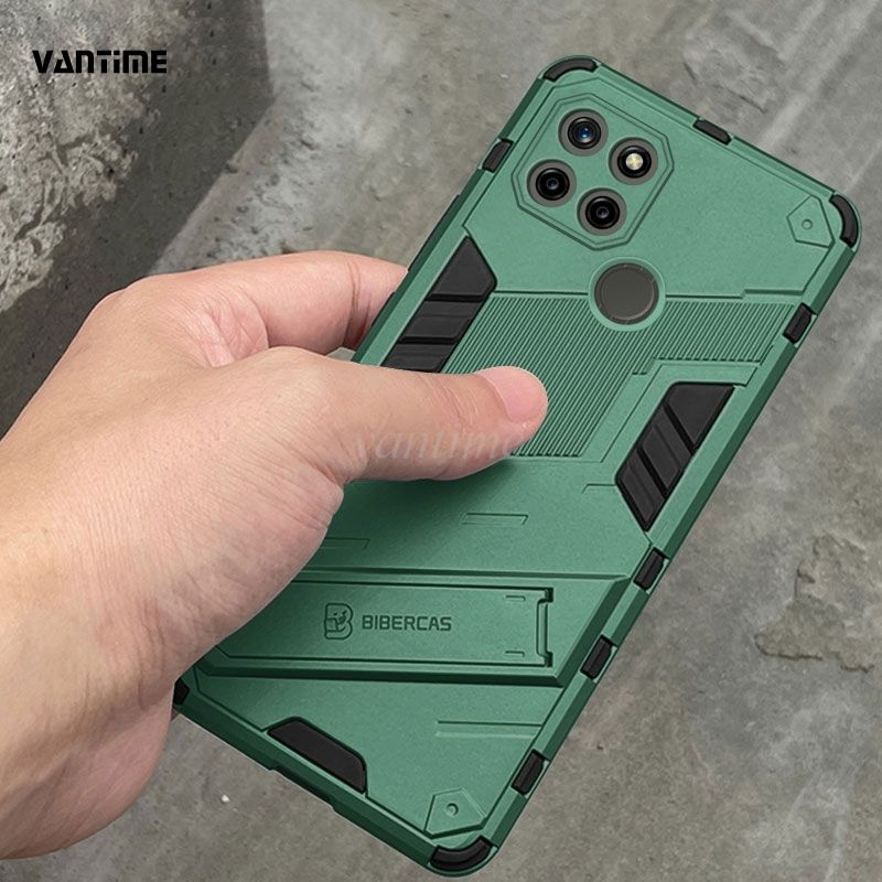 Vantime for Realme C21Y / Realme C25Y Case Kickstand Ultra Thin Shockproof Matte Back Cover