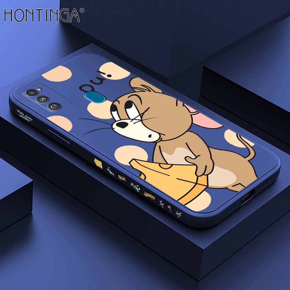 Hontinga for Samsung Galaxy M21 M30S Case Side Design Cute Cartoon Mouse Back Cover Soft Square Edge Pattern Liquid Silicone Trend Phone Cases