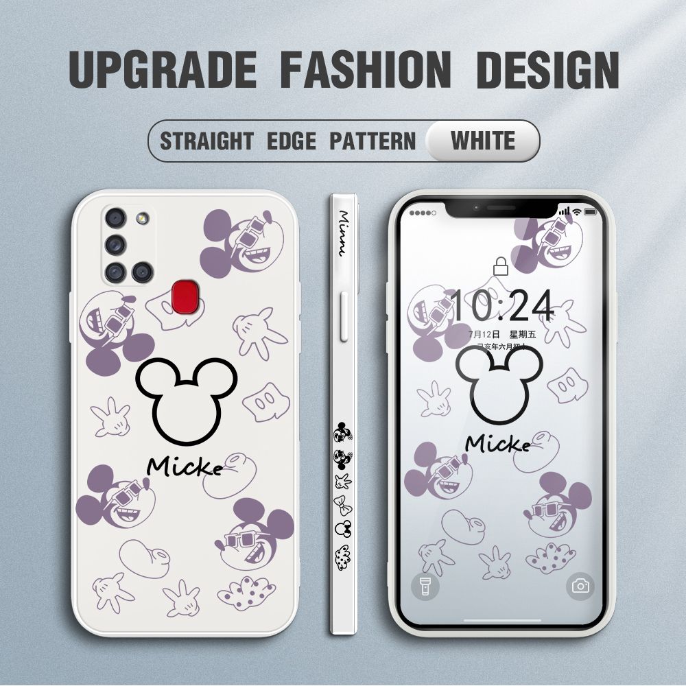 Jizetin for Samsung Galaxy A21S Case Creative Printing Pattern Side Design Phone Case Square Edge Pattern Liquid Silicone Cases Full Cover Camera Shockproof Protective Case