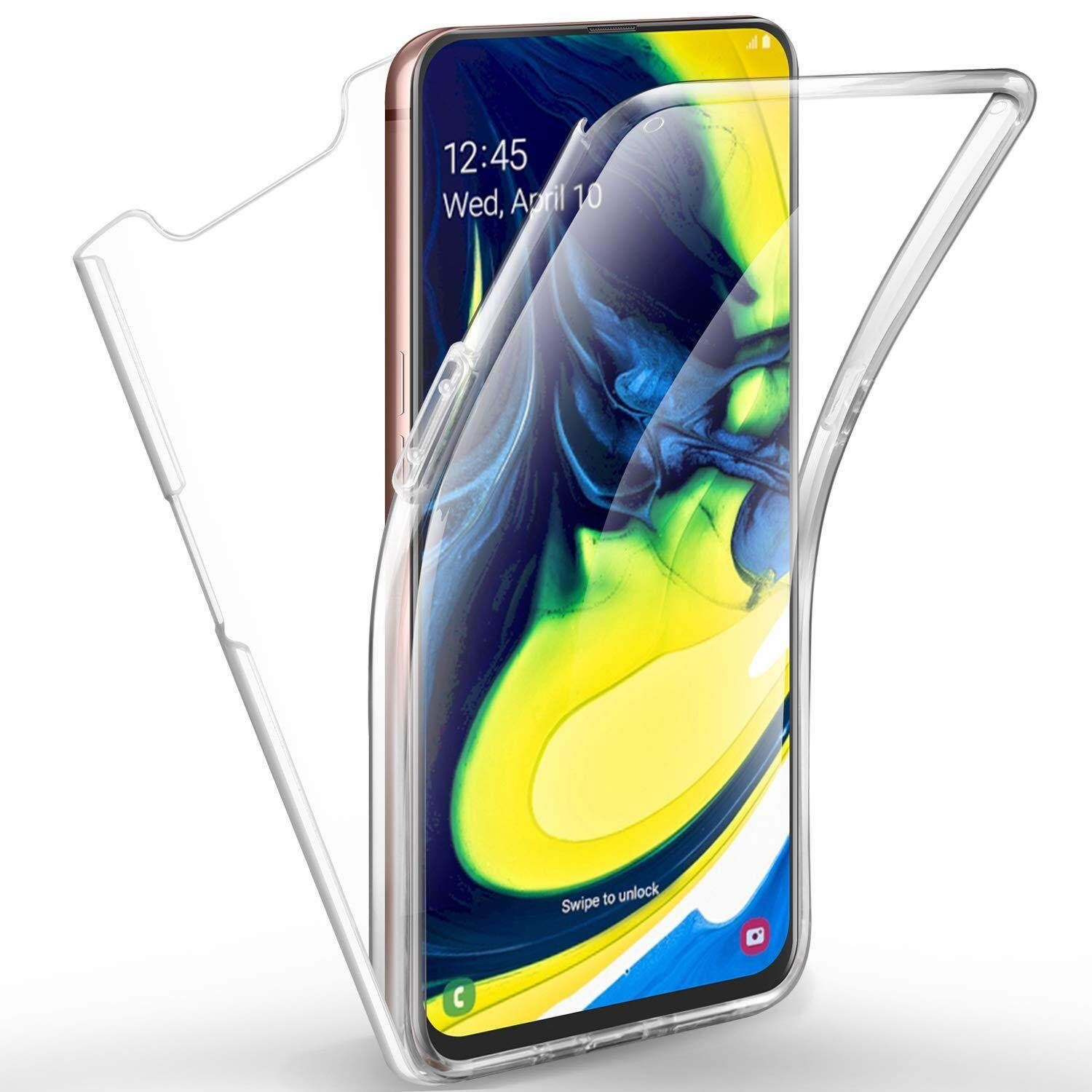 For Samsung Galaxy A80 Cover Shockproof 360 Degree Full Body Protection Phone Case Crystal Clear Hard PC Back Cover & Soft TPU Silicone Front Case