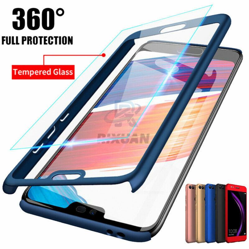 360 Case for OPPO A53  A33 A93 A5S A12 A3S A7 A1K A83 F11 Pro F9 F7 A52 A92 Full Protective Hard PC Cover with Tempered Glass Shockproof Case
