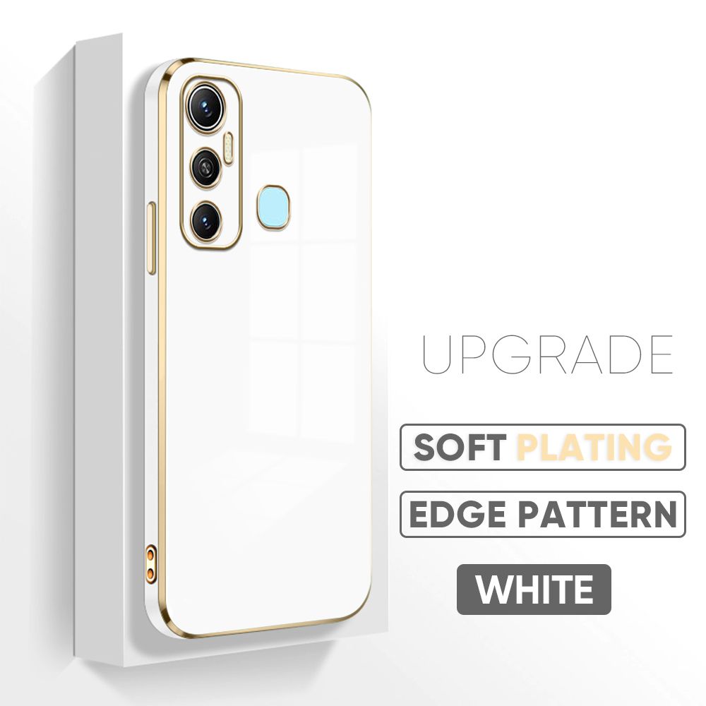 TA for Infinix Hot 11 Back Cover + Free Lanyard Luxury 6D Plating Case Side Pattern Soft Silicone Square Mobile Phone Cases