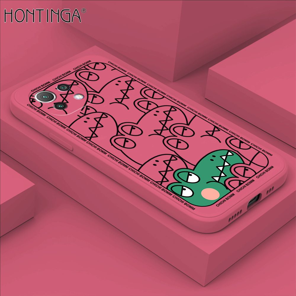 Hontinga for Xiaomi 11 Lite 4G / 5G / 11 Lite NE 5G Case Cartoon Crocodile Alligator Phone Case Phone Case Soft Square Edge Silicone Cases Full Lens Cover Shockproof Protection Cover