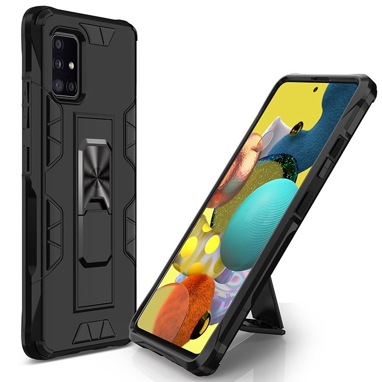 For Samsung Galaxy A71 Heavy Impact Resistant Military Bracket Armor Series [Support Magnetic Car Mount] Protective Case  Cover