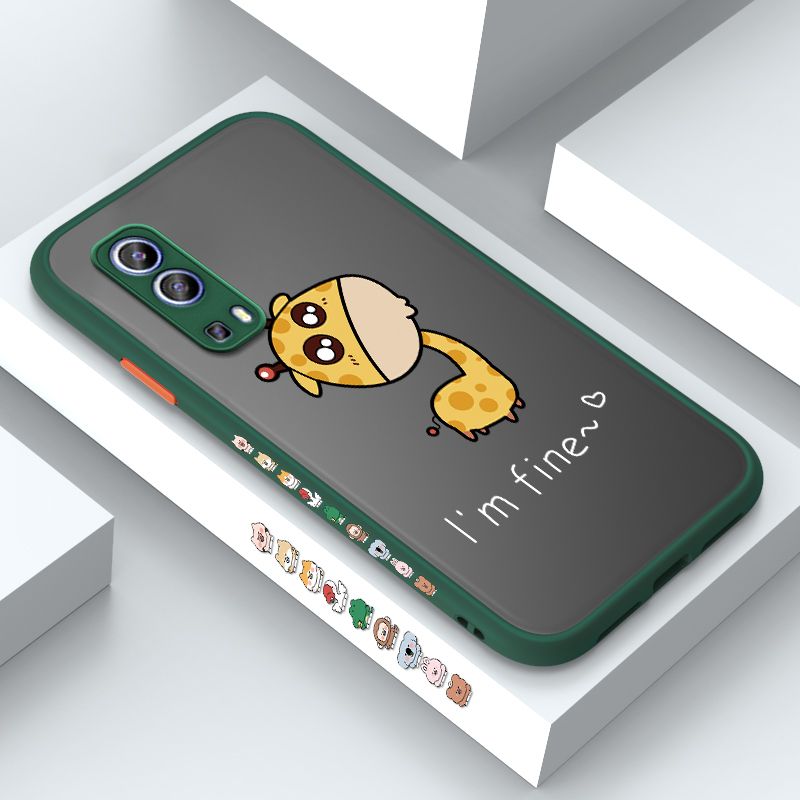 ZeroQiQi for Vivo Y72 5G Case Cute Funny Giraffe Side Printing Cover Frosted Ultra Thin Protective Anti Fall Phone Case