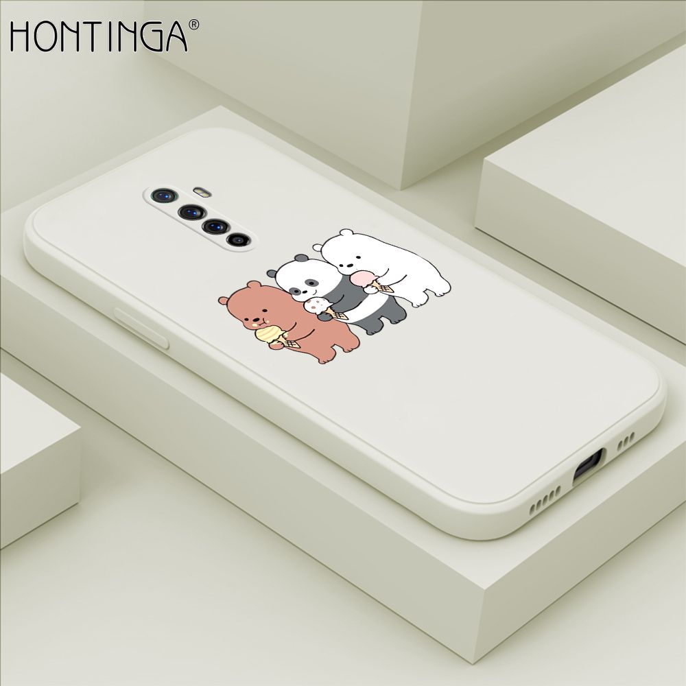 Hontinga for OPPO Reno Ace Case Cute Cartoon Bear  Phone Case Soft Square Edge Silicone Cases Full Lens Cover Shockproof Protection Cover
