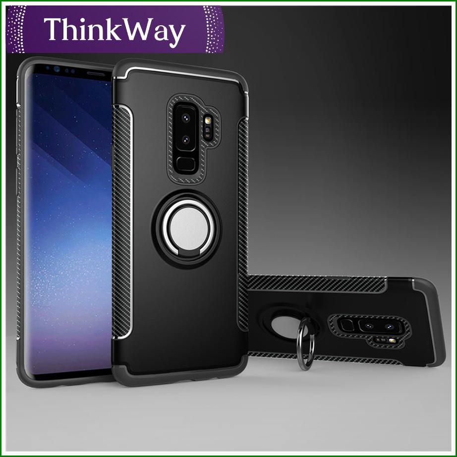 Phone Case Luxury Magnetic Armor Silicone Case Cover Metal Ring Hard Case For Samsung A9 Star/A8 Star & Samsung S10