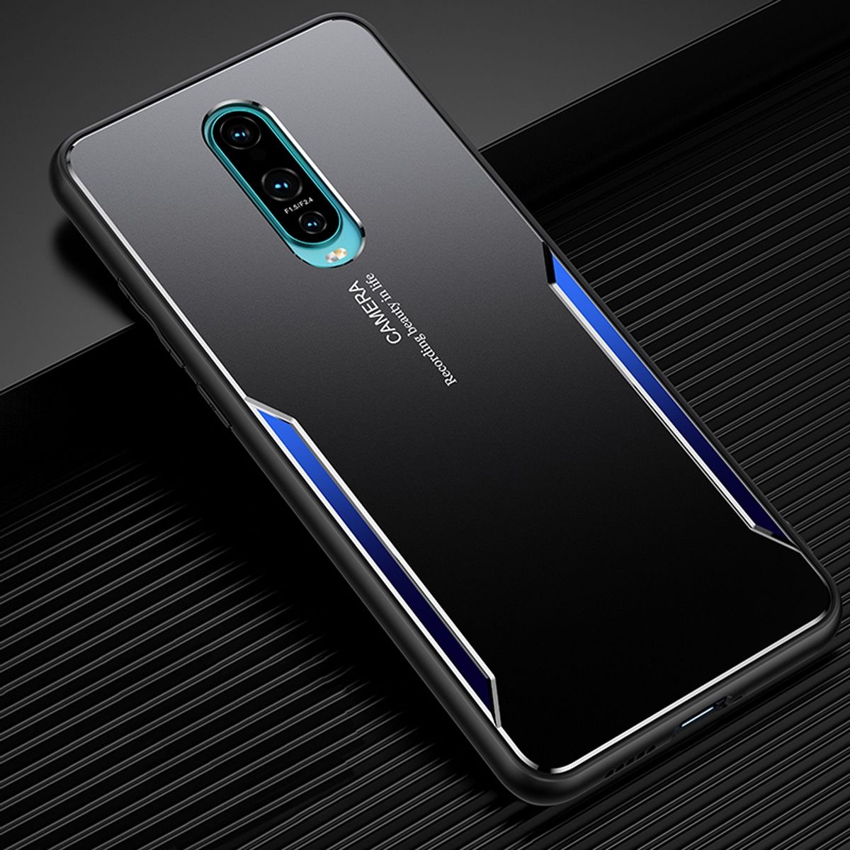 For OPPO R17 Electroplated Metal Back Panel Soft TPU Bumper Double Shockproof Protective Cover Compatible case