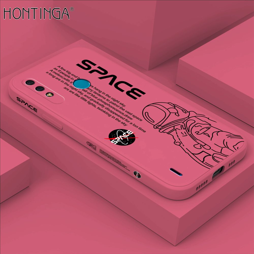 Hontinga for Itel A56 / A56 Pro Back Cover Cool Astronaut Design Side Design Case Square Edge Liquid Silicone Phone Case
