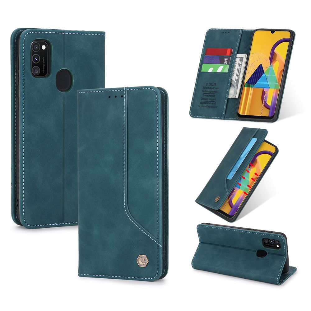 For Samsung Galaxy M30s Premium Retro Leather Magnetic Card Holder Case Shockproof TPU Inner Flip Stand Cover
