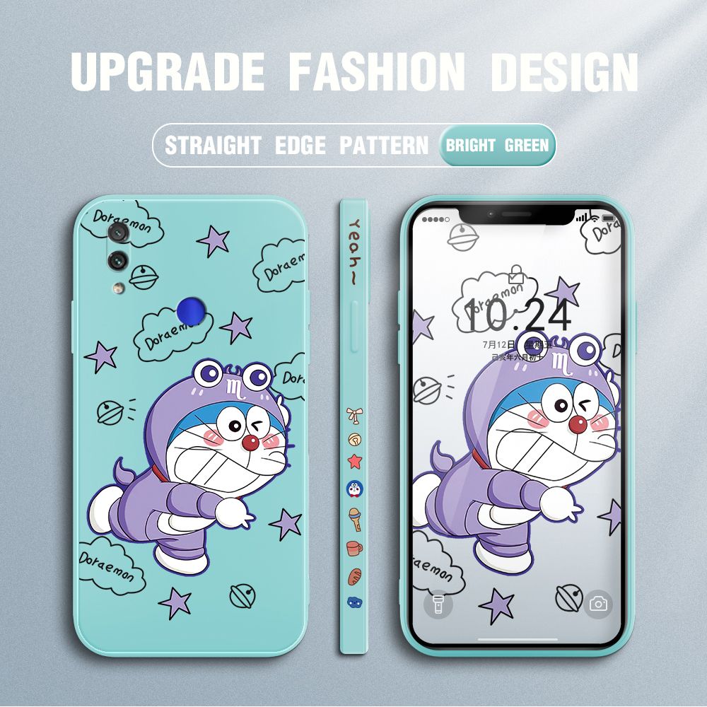 Jizetin for Redmi Note 7 Pro / Redmi Note 7 Case Cute Cartoon Purple Doraemon Anime Side Design Phone Case Ultra Soft Edge Pattern Liquid Silicone Phone Cases
