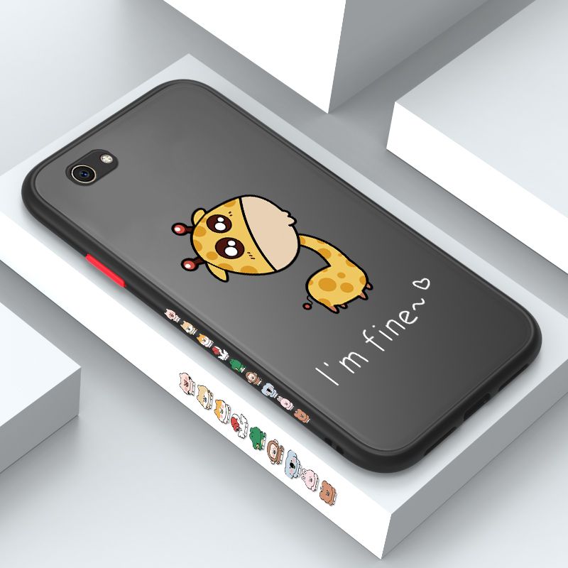 ZeroQiQi for Vivo Y71 Case Cute Funny Giraffe Side Printing Cover Frosted Ultra Thin Protective Anti Fall Phone Case