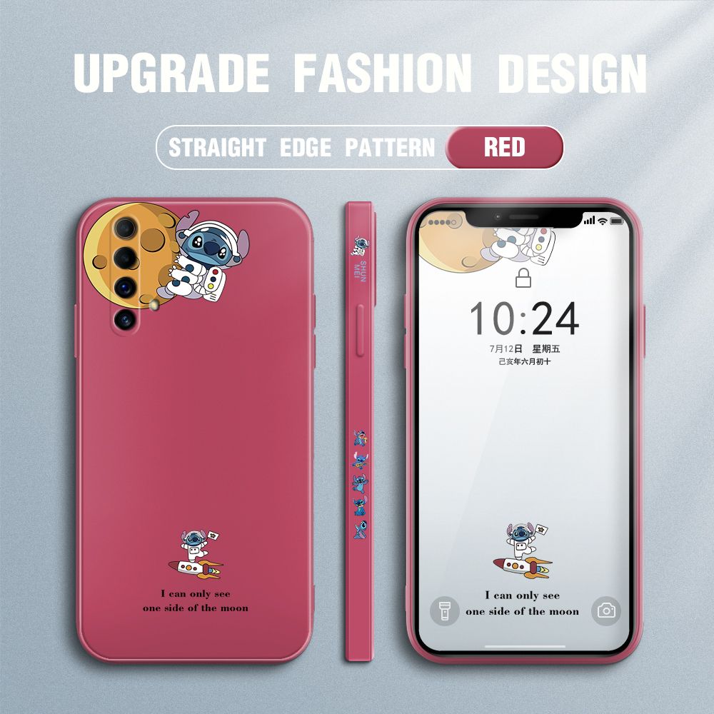Jizetin for Realme X50 / X3 SuperZoom Case Side Design Phone Cover  Astronaut Stitch Cover Square Edge Pattern Liquid Silicone Trend Case
