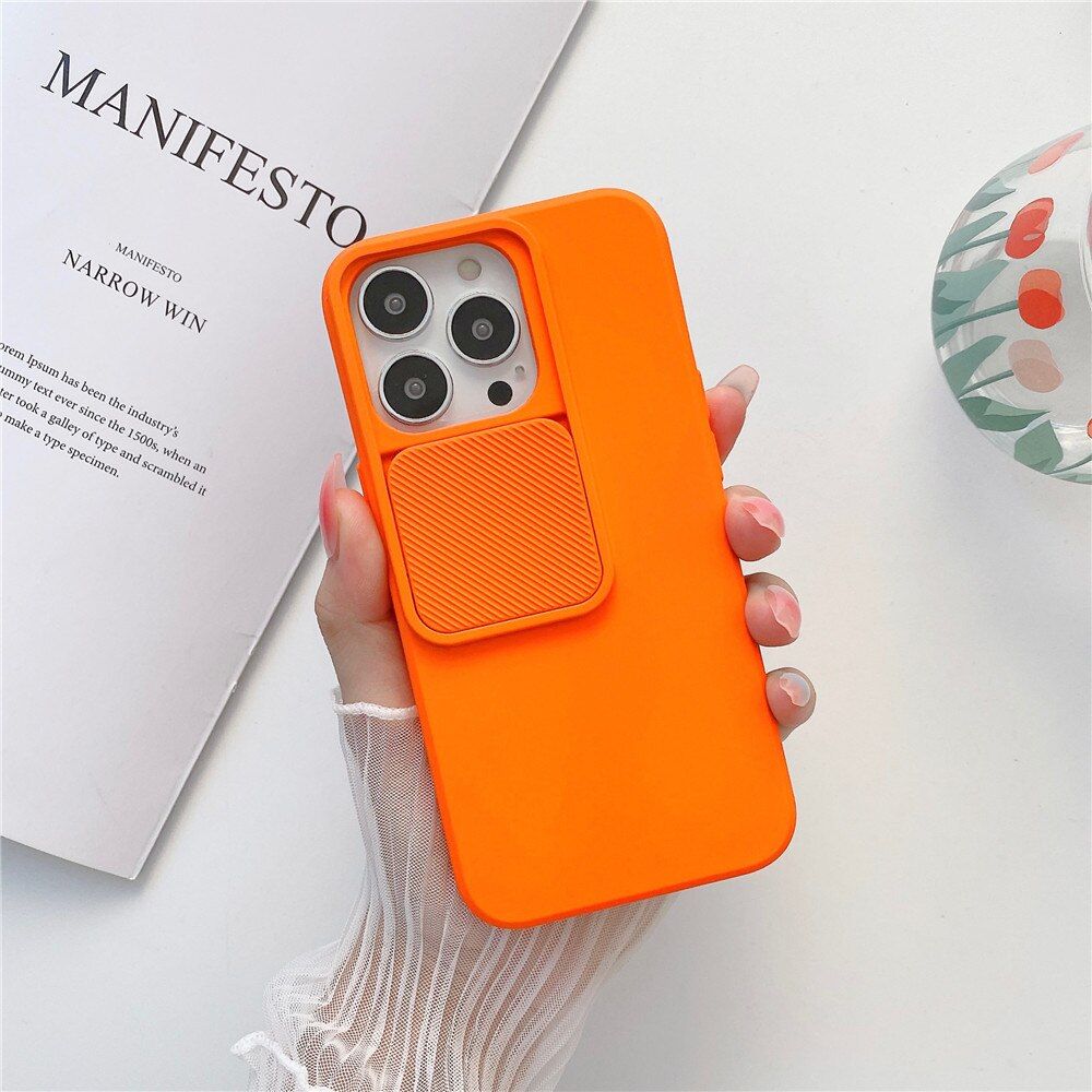 Slide Camera Lens Protection Case For iPhone 13 12 11 Pro Max XR X S 7 8 Plus SE Mini Luxury Shockproof Soft Silicon Color Cover