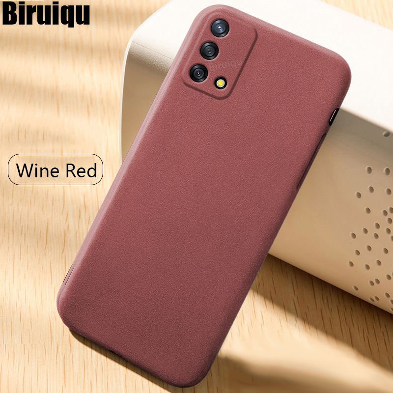 Biruiqu For OPPO F19 Shockproof Anti Slip Soft TPU Sandstone Matte Back Case Cover