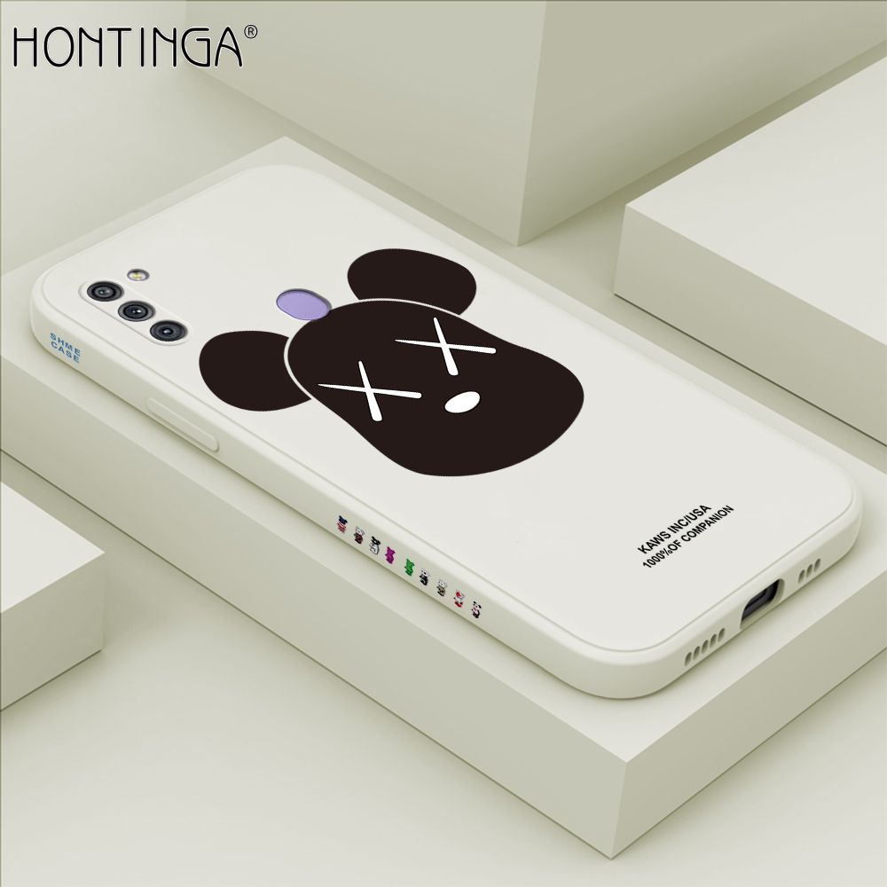 Hontinga for Samsung M11 Case Side Design Violent Bear Head Back Cover Soft Square Edge Pattern Liquid Silicone Trend Phone Cases