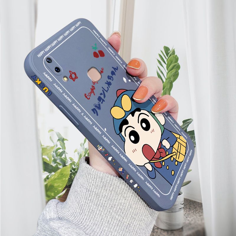 AMORVOR for Vivo V9 Back Cover Cartoon Shin-chan Action Kamen Side design Soft Case Liquid Silicone Phone Cases