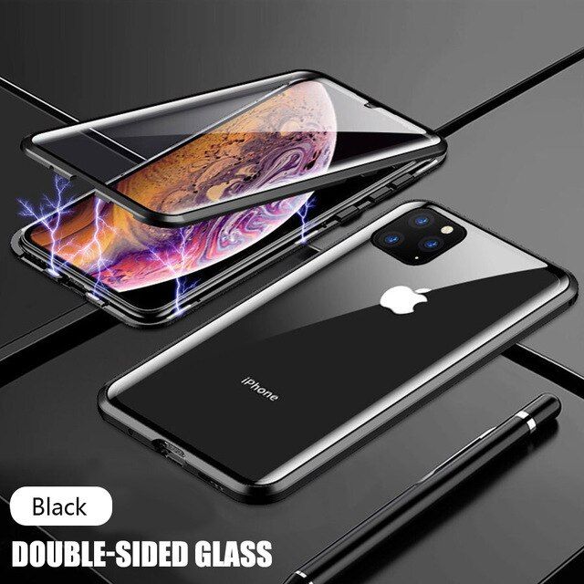 Phone Case For Xiaomi Pocophone X3 NFC POCO X3 Pro Metal Magnetic Double HD Glass Screen Transparent Protective Shockproof Cover