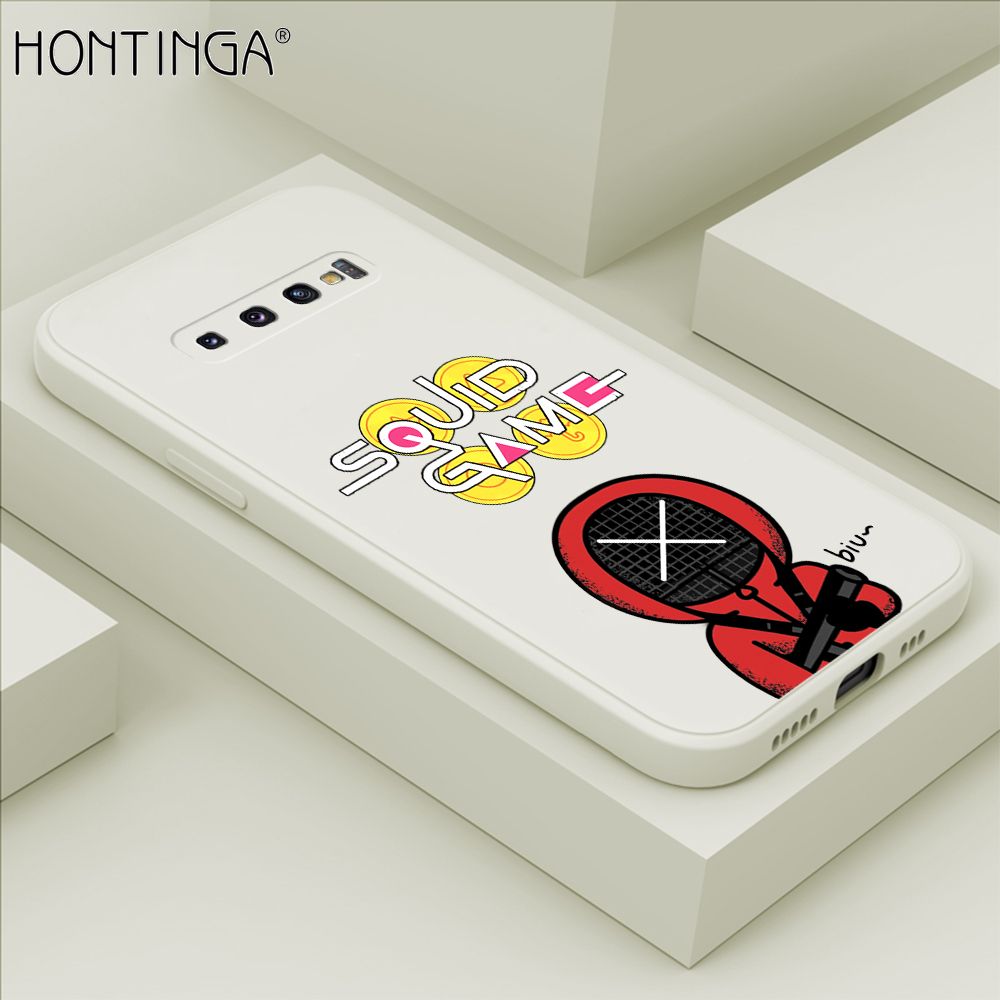 Hontinga for Samsung Galaxy S10 Plus Case Fashion Cartoon Electric Baton Judge Role Phone Cover Square Liquid Silicone Trend Phone Case
