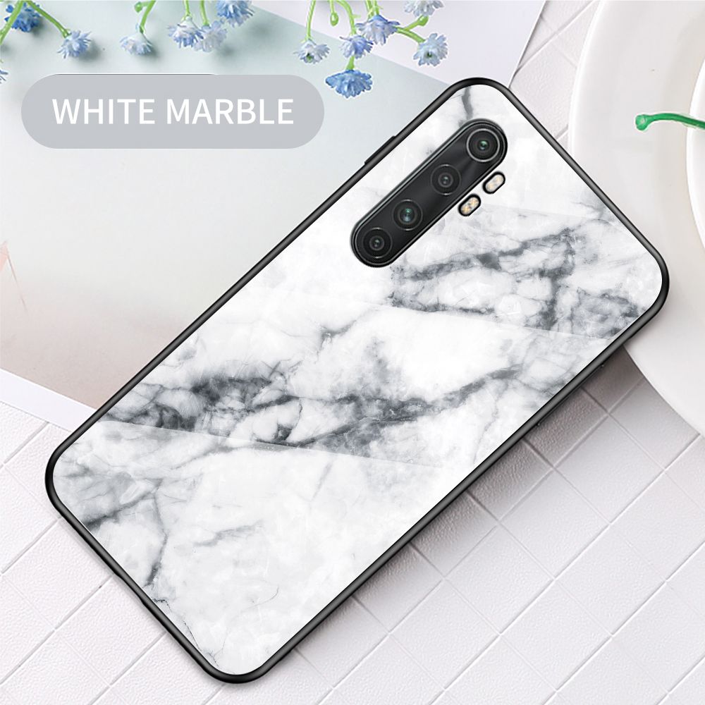 Case for Xiaomi Mi Note 10 Lite Tempered Glass Protective Layer on the Back and TPU Bumper Anti+shock Shock Absorption Protective Cover