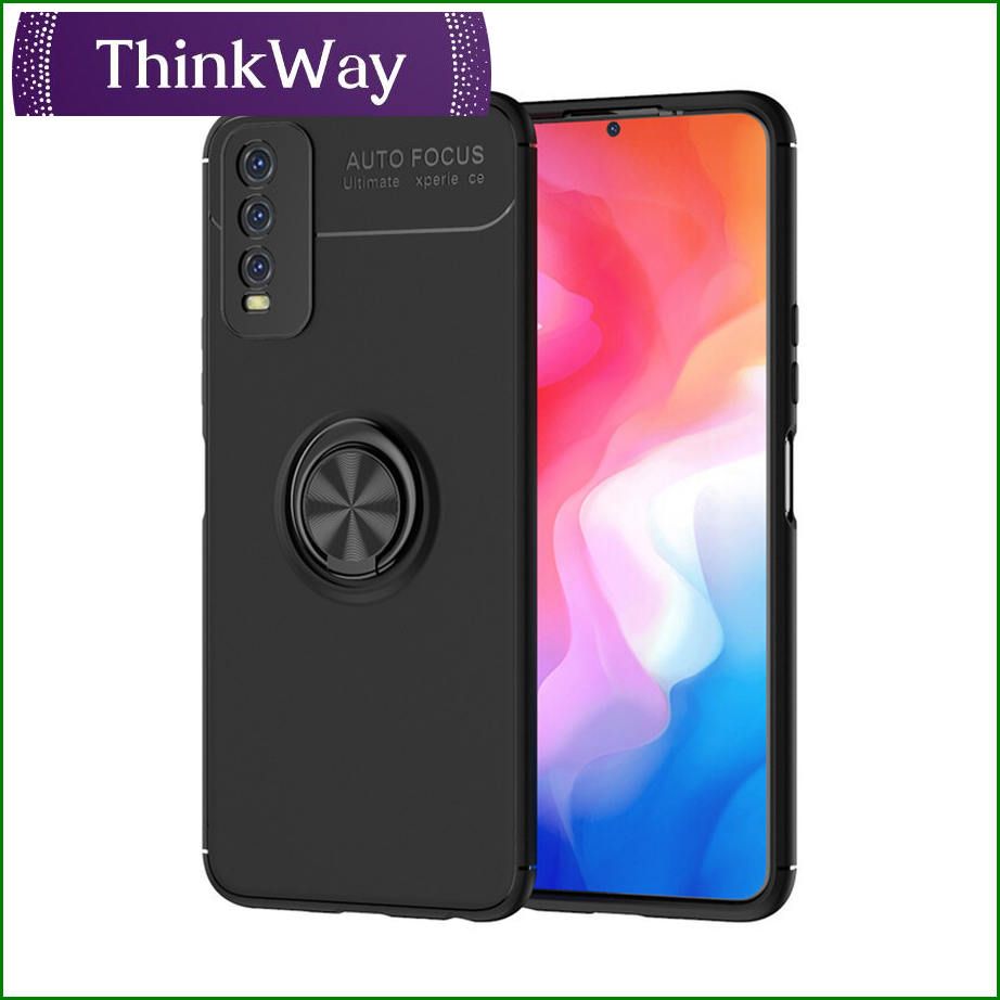 Soft TPU Back Case Cover, 360 Degree Rotating Invisible Ring Kickstand Holder Bracket For VIVO Y21/Y33S/Y21S & VIVO Z5X/Y53S/T1X
