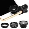 3 in 1 Clip on Universal 0.65X Wide Angle Fisheye Mro Lens for