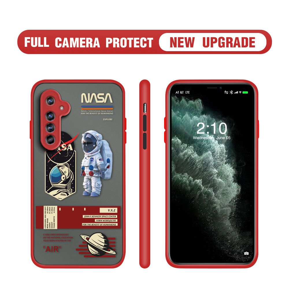 Hontinga for Realme 6 / Narzo Case Cartoon Astronaut Cover Camera Shockproof Protection Case Edge Frosted Transparent Phone Cover