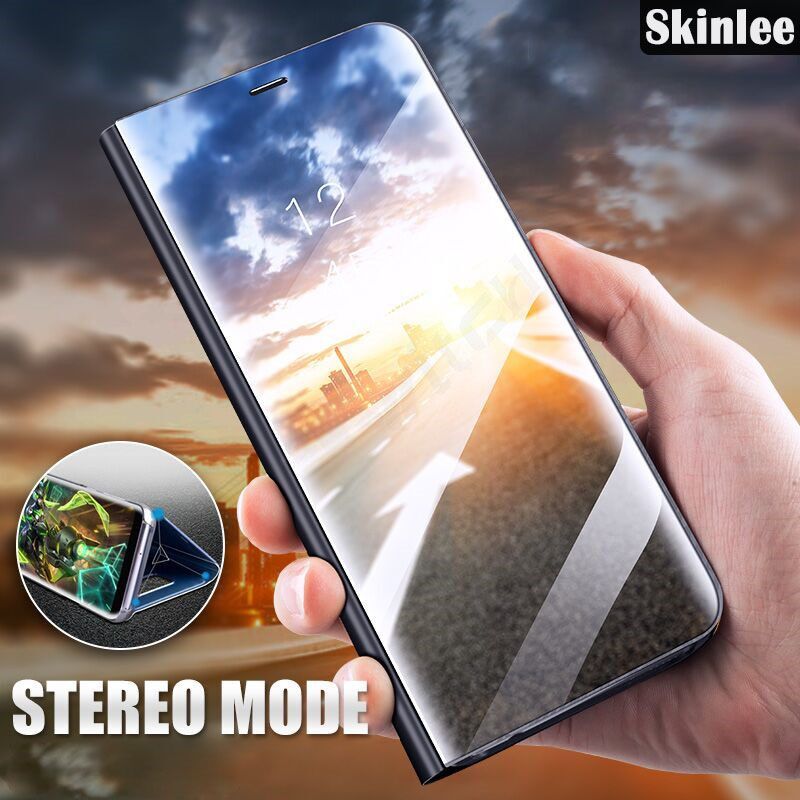 For Galaxy A30s Flip Cover Smart Cosmetic Make up Mirror Flip Phone Cases for Samsung Galaxy A30s case Clear View Stand case