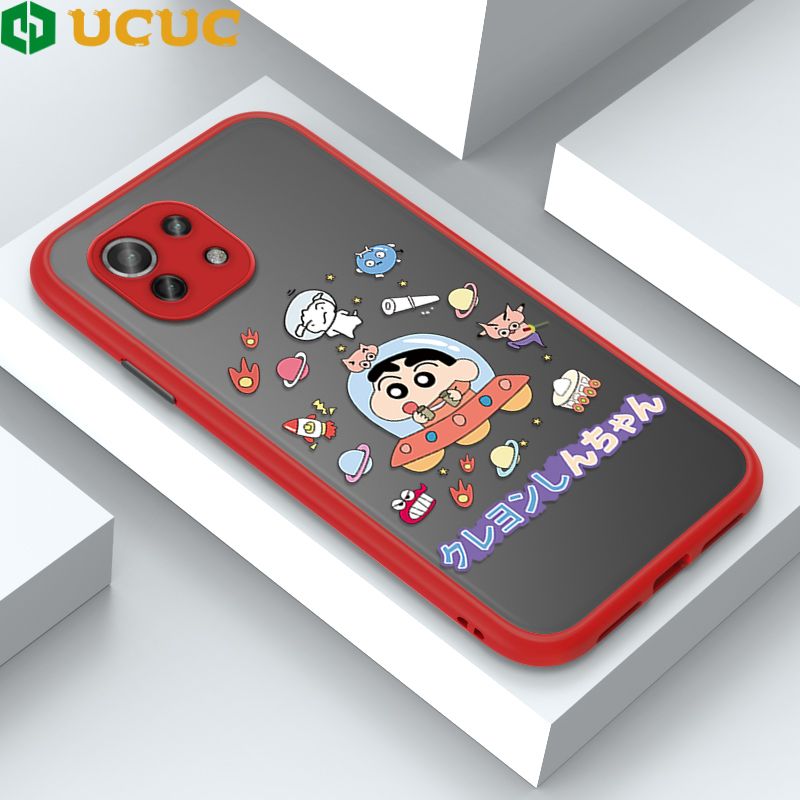 UCUC for Xiaomi 11 Lite / 11 Lite 5G / 11 Lite 5G NE Back Cover Spaceship Shinchan Frosted Transparent Hard Phone Case Thin Shockproof Full Cover Camera Protect Case