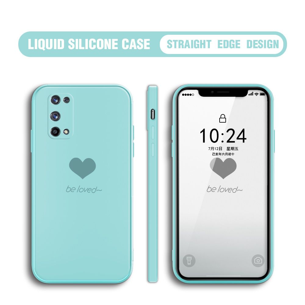Jizetin for Realme 7 Pro Back Cover Little Love Multicolor Liquid Silicone Phone Case Soft Square Lens Protection Phone Cases