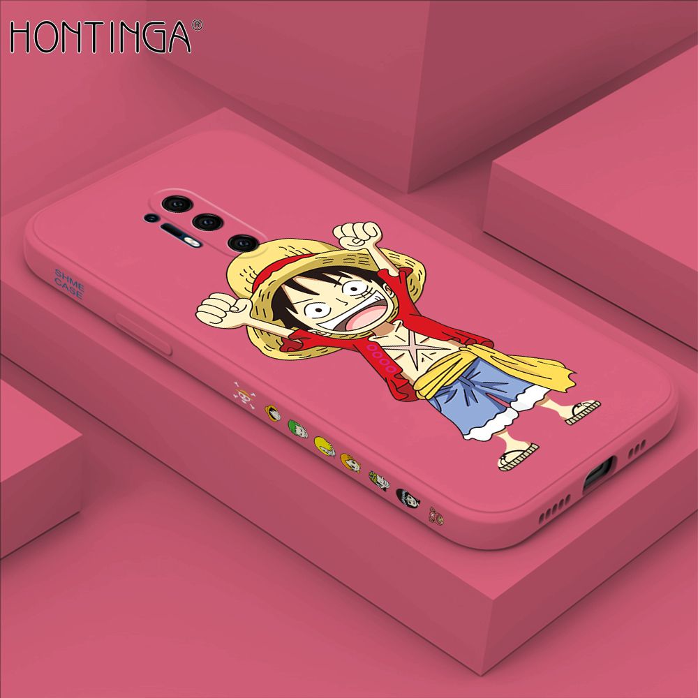 Hontinga for OnePlus 8 Pro Case Side Design Anime Cartoon Luffy Back Cover Soft Square Edge Pattern Liquid Silicone Trend Phone Cases