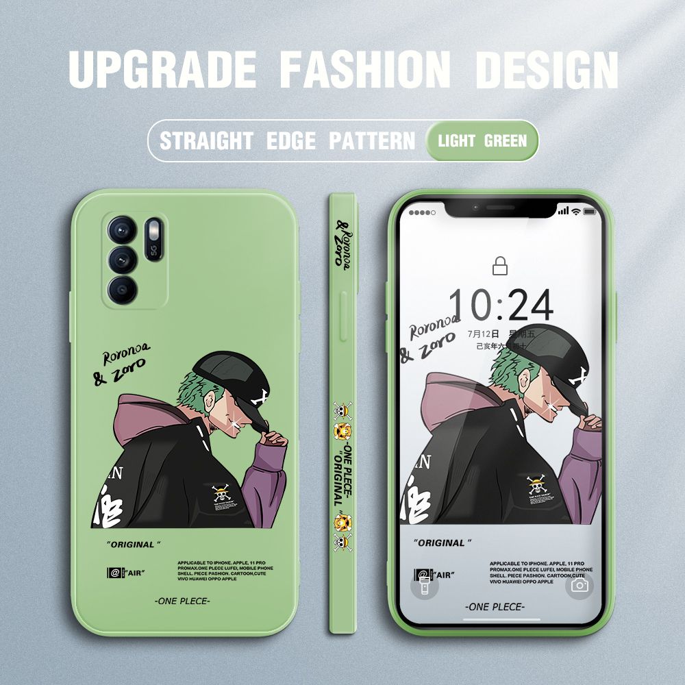 Jizetin for OPPO Reno6 Z 5G Case Anime One Piece Roronoa Zoro Side Design Phone Case Ultra Soft Edge Pattern Liquid Silicone Phone Cases