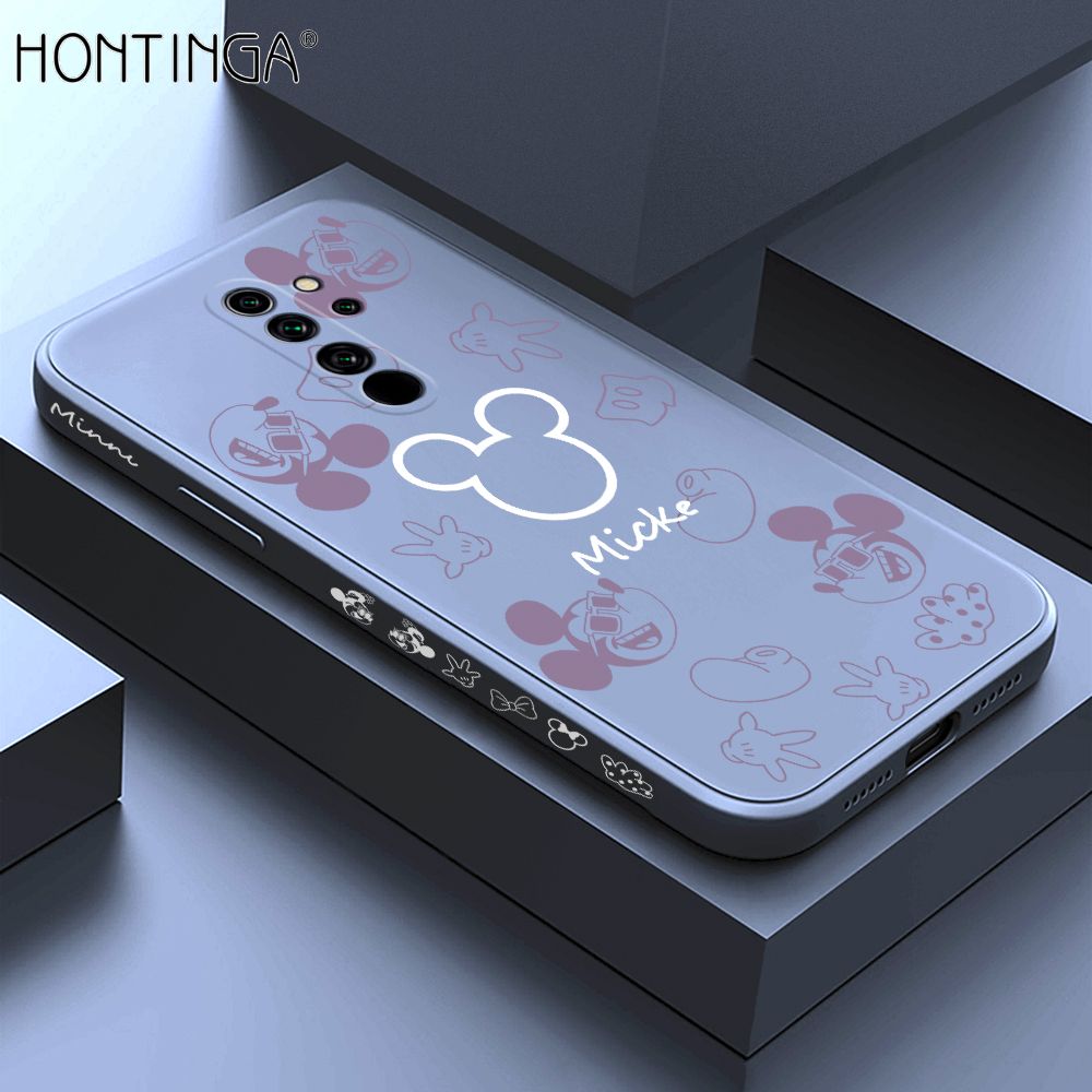 Hontinga for Redmi Note8 Pro Case Side Design Cute Mouse Avatar Back Cover Soft Square Edge Pattern Liquid Silicone Trend Phone Cases