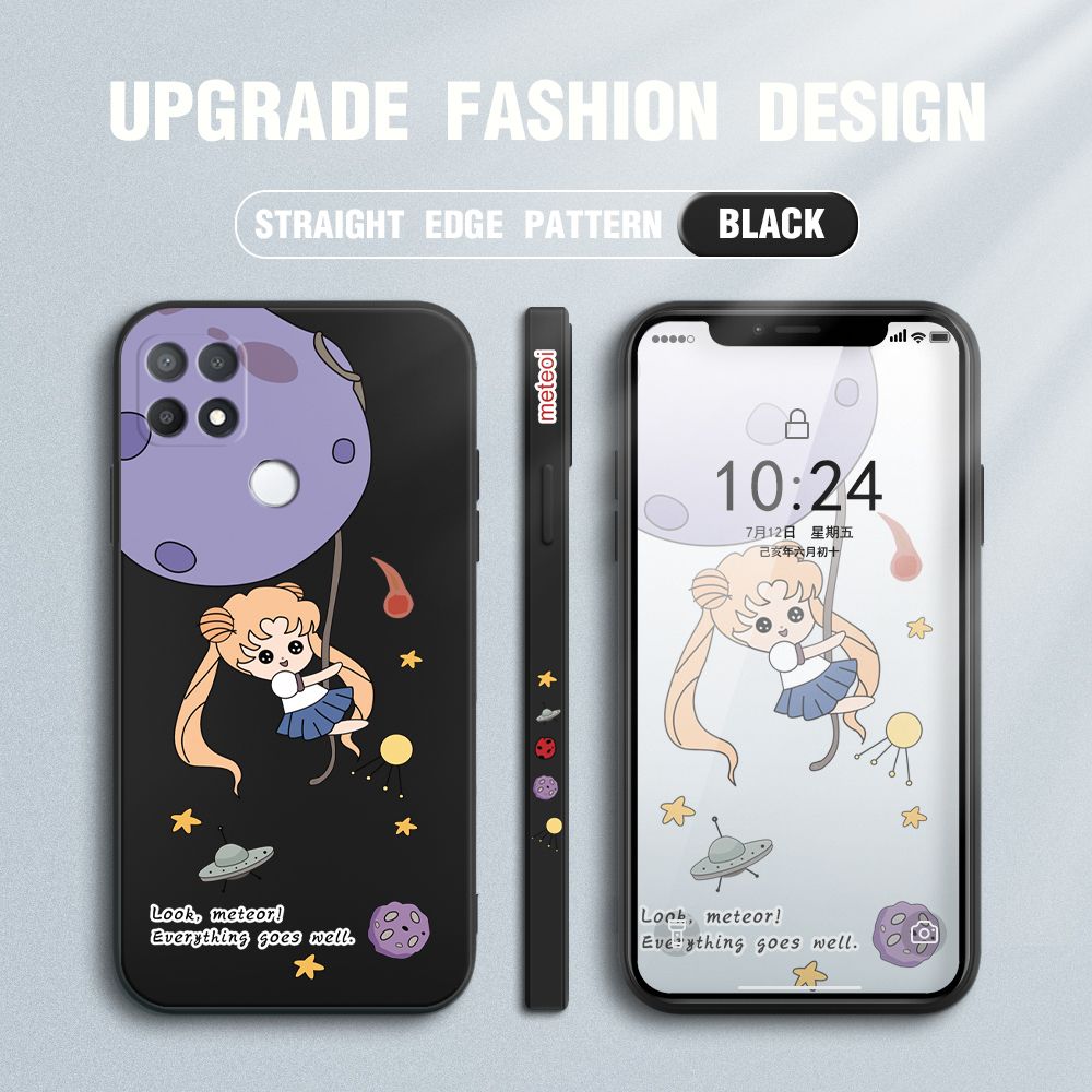 UCUC for OPPO A15 / A15S Back Cover Beauty Warrior Ultra Thin Soft Luxury Square Multicolor Liquid Silicone Phone Case
