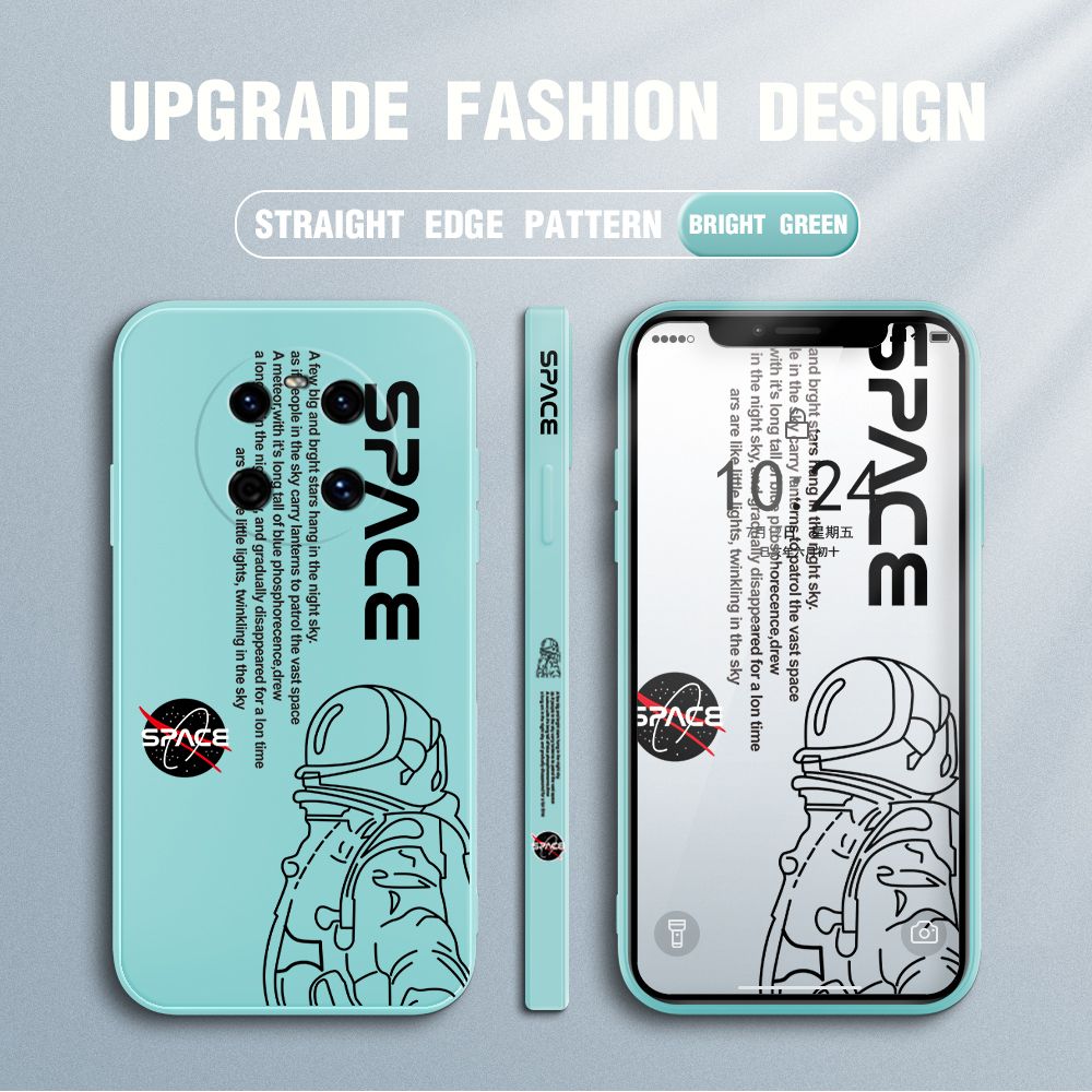 Jizetin for Huawei Mate 40 Case NASA Astronaut Design Side Design Phone Case Square Edge Pattern Liquid Silicone Cases Full Cover Camera Shockproof Protective Case