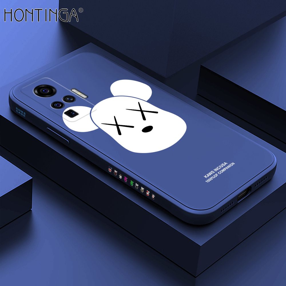 Hontinga for Vivo X50 Pro 5G Case Side Design Violent Bear Head Back Cover Soft Square Edge Pattern Liquid Silicone Trend Phone Cases