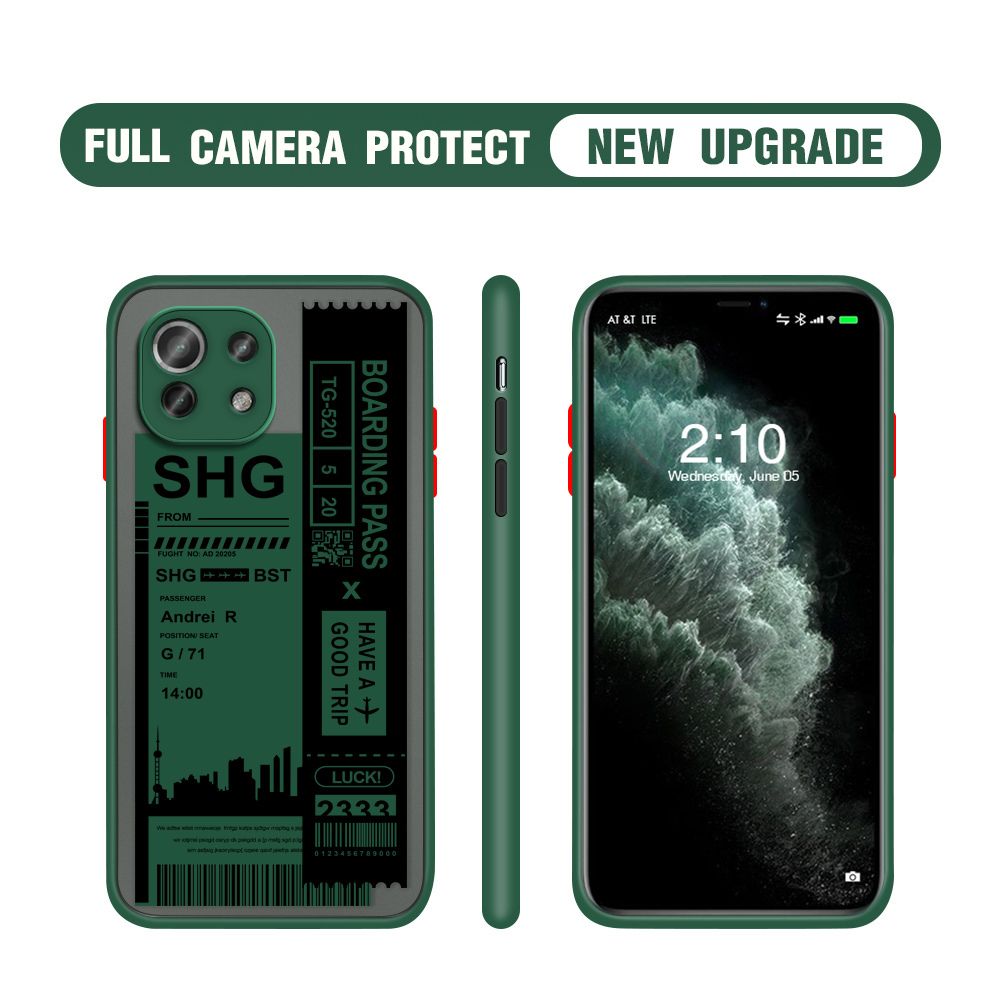 Hontinga for Xiaomi Mi 11 Lite 5G Case Cute Air Ticket City Scenery Camera Shockproof Protection Cases Edge Frosted Transparent Phone Cover