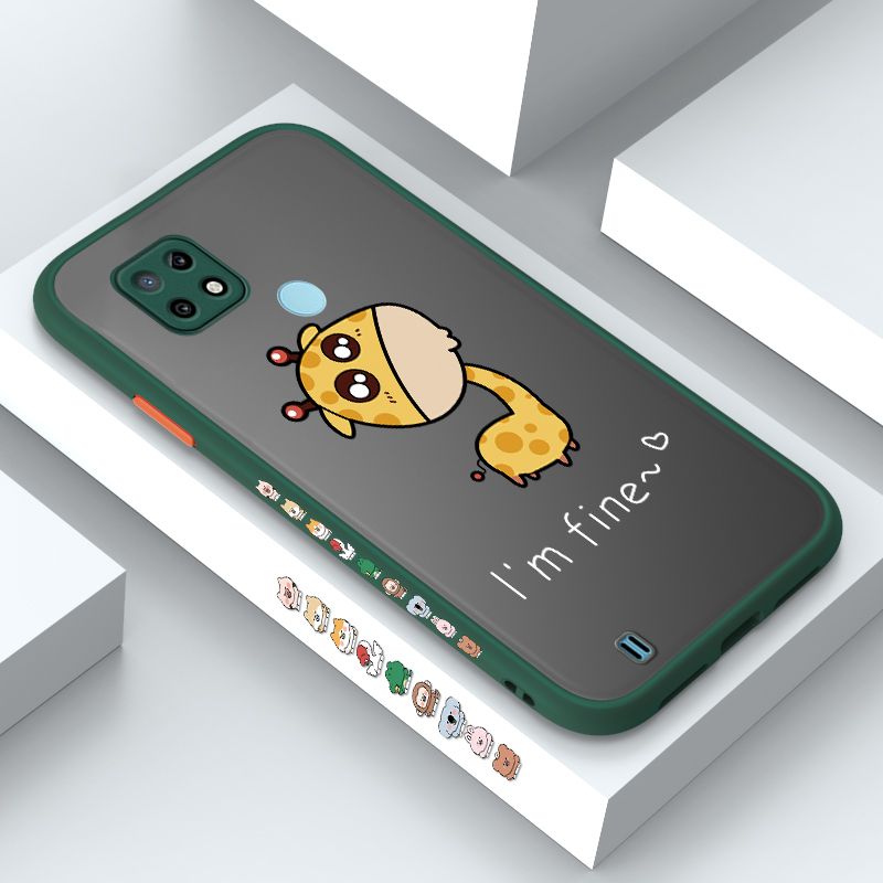 ZeroQiQi for Realme C21 Case Cute Funny Giraffe Side Printing Cover Frosted Ultra Thin Protective Anti Fall Phone Case